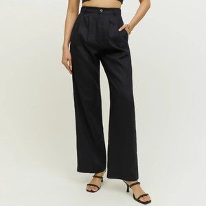 Reformation Vesta Black Linen Pant
